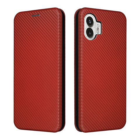 Funda de Cuero Cartera con Soporte Carcasa L02Z para Nothing Phone 2 Marron