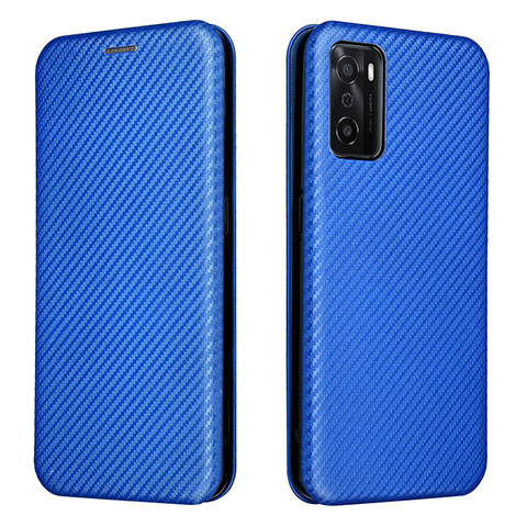 Funda de Cuero Cartera con Soporte Carcasa L02Z para Oppo A55S 5G Azul