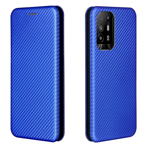 Funda de Cuero Cartera con Soporte Carcasa L02Z para Oppo F19 Pro+ Plus 5G Azul