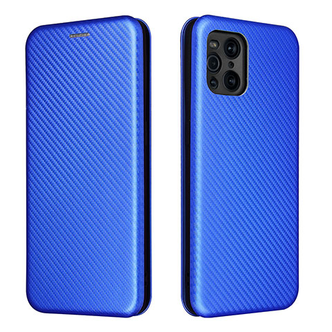 Funda de Cuero Cartera con Soporte Carcasa L02Z para Oppo Find X3 5G Azul