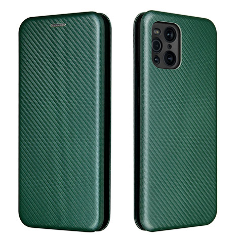 Funda de Cuero Cartera con Soporte Carcasa L02Z para Oppo Find X3 5G Verde