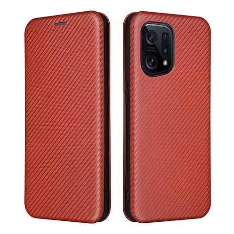 Funda de Cuero Cartera con Soporte Carcasa L02Z para Oppo Find X5 5G Marron