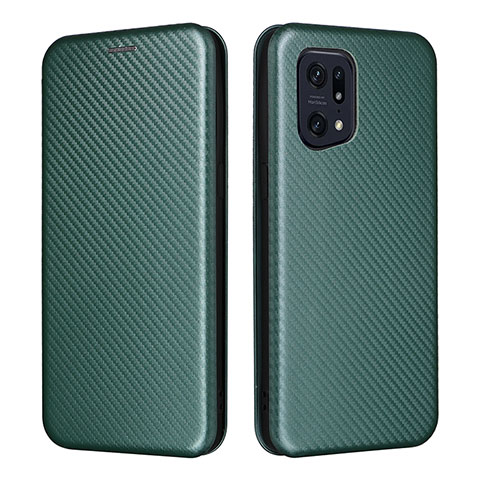 Funda de Cuero Cartera con Soporte Carcasa L02Z para Oppo Find X5 Pro 5G Verde