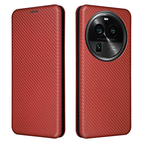 Funda de Cuero Cartera con Soporte Carcasa L02Z para Oppo Find X6 5G Marron