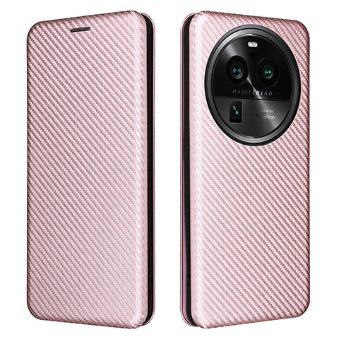 Funda de Cuero Cartera con Soporte Carcasa L02Z para Oppo Find X6 5G Oro Rosa