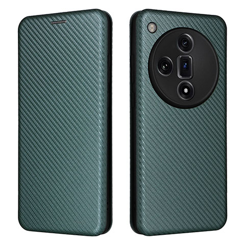 Funda de Cuero Cartera con Soporte Carcasa L02Z para Oppo Find X7 5G Verde