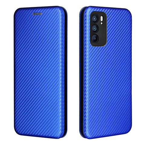 Funda de Cuero Cartera con Soporte Carcasa L02Z para Oppo Reno6 5G Azul