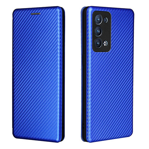 Funda de Cuero Cartera con Soporte Carcasa L02Z para Oppo Reno6 Pro 5G Azul