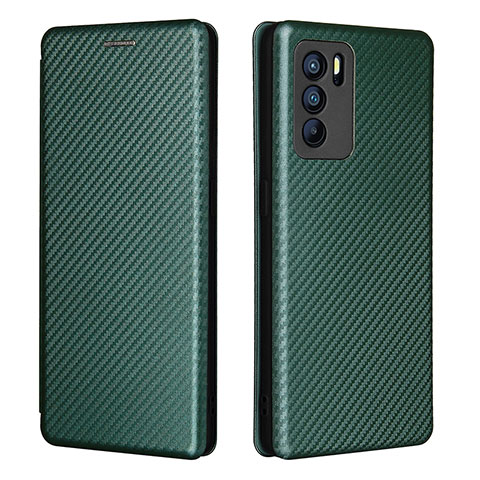 Funda de Cuero Cartera con Soporte Carcasa L02Z para Oppo Reno6 Pro 5G India Verde