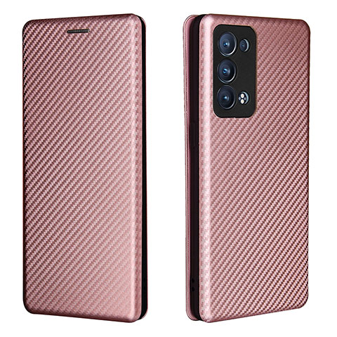 Funda de Cuero Cartera con Soporte Carcasa L02Z para Oppo Reno6 Pro+ Plus 5G Oro Rosa