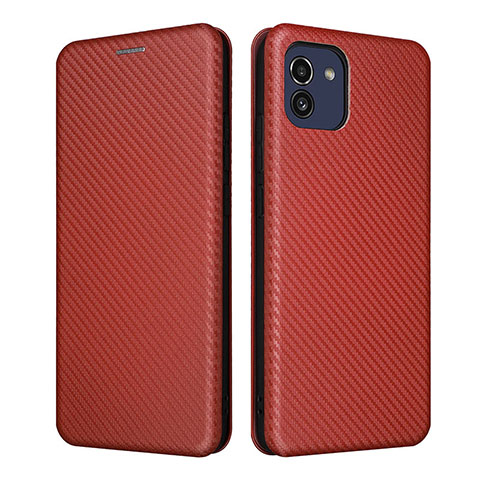 Funda de Cuero Cartera con Soporte Carcasa L02Z para Samsung Galaxy A03 Marron