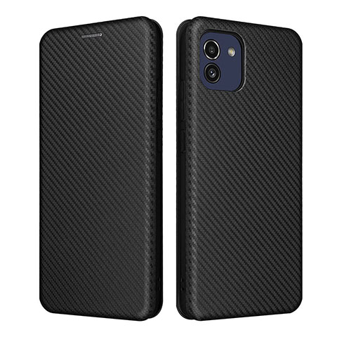 Funda de Cuero Cartera con Soporte Carcasa L02Z para Samsung Galaxy A03 Negro