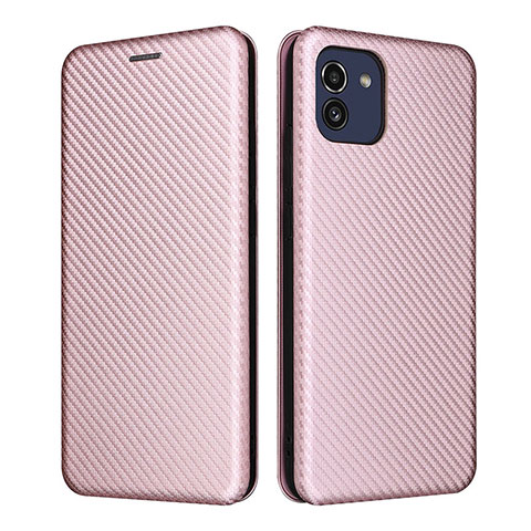 Funda de Cuero Cartera con Soporte Carcasa L02Z para Samsung Galaxy A03 Oro Rosa