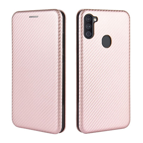 Funda de Cuero Cartera con Soporte Carcasa L02Z para Samsung Galaxy A11 Oro Rosa