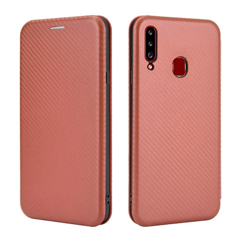 Funda de Cuero Cartera con Soporte Carcasa L02Z para Samsung Galaxy A20s Marron