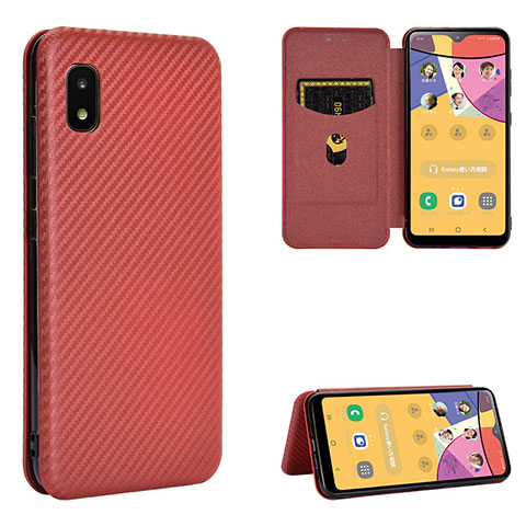 Funda de Cuero Cartera con Soporte Carcasa L02Z para Samsung Galaxy A21 SC-42A Marron