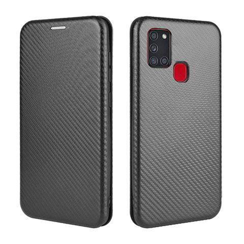 Funda de Cuero Cartera con Soporte Carcasa L02Z para Samsung Galaxy A21s Negro