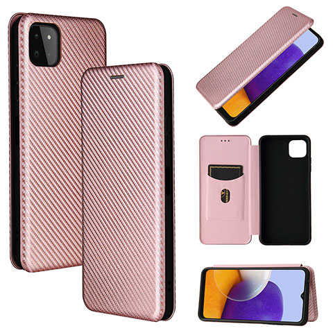 Funda de Cuero Cartera con Soporte Carcasa L02Z para Samsung Galaxy A22 5G Oro Rosa