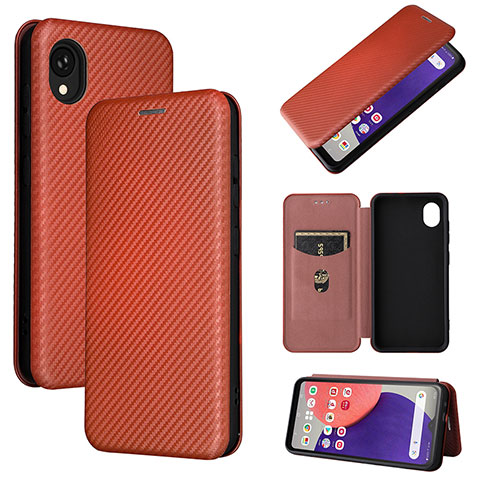 Funda de Cuero Cartera con Soporte Carcasa L02Z para Samsung Galaxy A22 5G SC-56B Marron