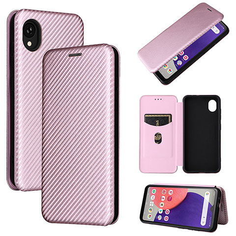 Funda de Cuero Cartera con Soporte Carcasa L02Z para Samsung Galaxy A22 5G SC-56B Oro Rosa