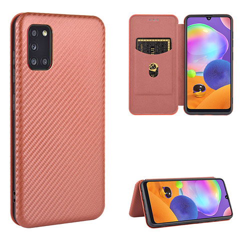 Funda de Cuero Cartera con Soporte Carcasa L02Z para Samsung Galaxy A31 Marron