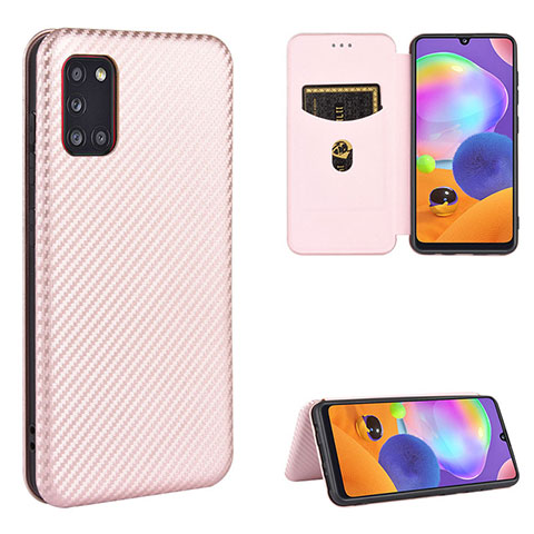 Funda de Cuero Cartera con Soporte Carcasa L02Z para Samsung Galaxy A31 Oro Rosa