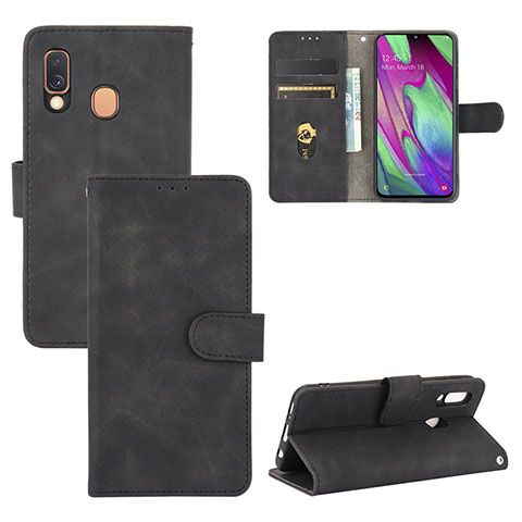 Funda de Cuero Cartera con Soporte Carcasa L02Z para Samsung Galaxy A40 Negro