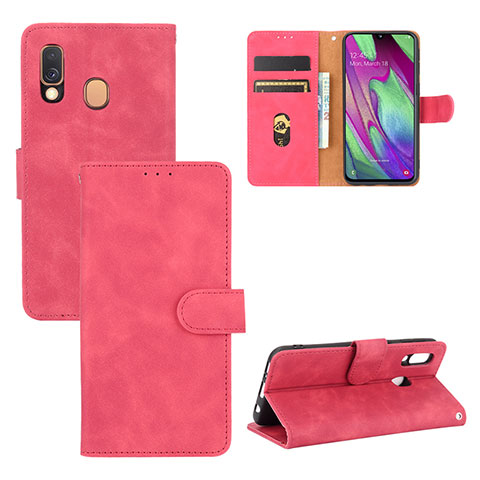 Funda de Cuero Cartera con Soporte Carcasa L02Z para Samsung Galaxy A40 Rosa Roja