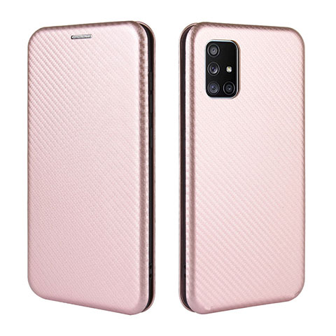 Funda de Cuero Cartera con Soporte Carcasa L02Z para Samsung Galaxy A71 4G A715 Oro Rosa