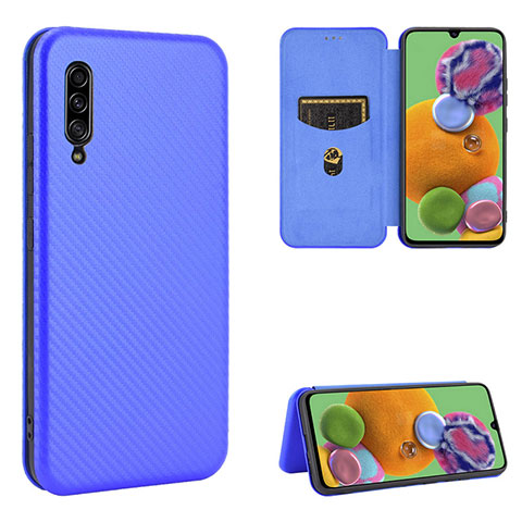 Funda de Cuero Cartera con Soporte Carcasa L02Z para Samsung Galaxy A90 5G Azul