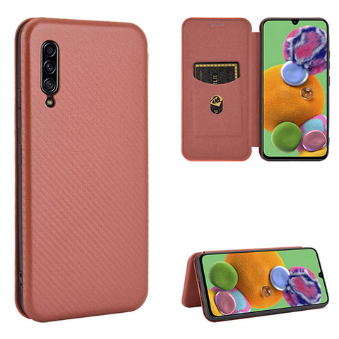 Funda de Cuero Cartera con Soporte Carcasa L02Z para Samsung Galaxy A90 5G Marron