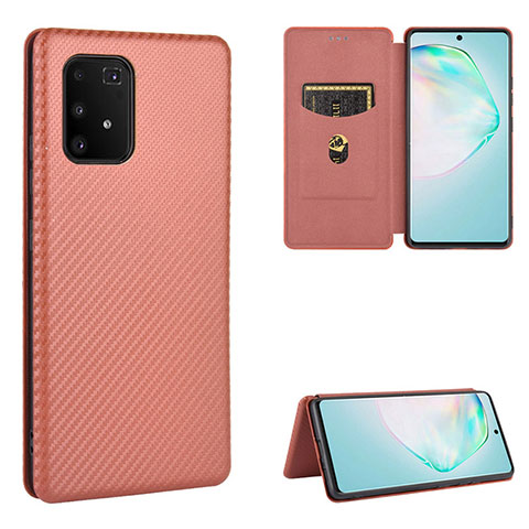 Funda de Cuero Cartera con Soporte Carcasa L02Z para Samsung Galaxy A91 Marron