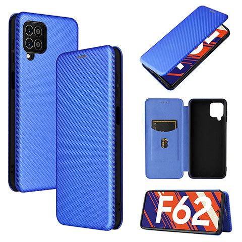 Funda de Cuero Cartera con Soporte Carcasa L02Z para Samsung Galaxy F62 5G Azul