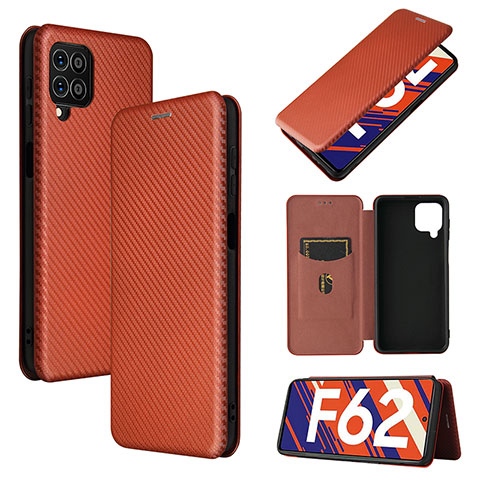 Funda de Cuero Cartera con Soporte Carcasa L02Z para Samsung Galaxy F62 5G Marron