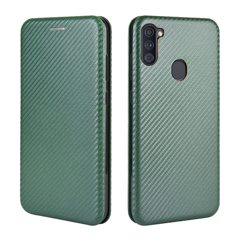 Funda de Cuero Cartera con Soporte Carcasa L02Z para Samsung Galaxy M11 Verde