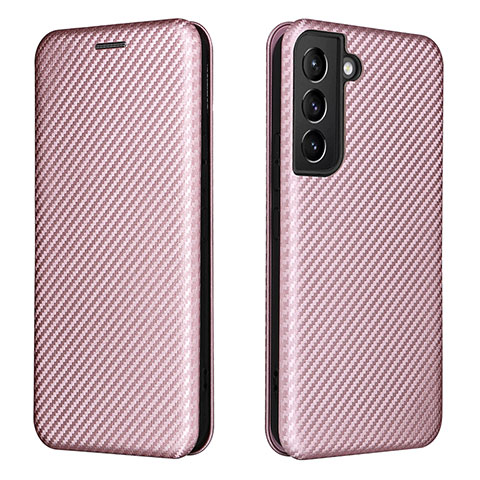 Funda de Cuero Cartera con Soporte Carcasa L02Z para Samsung Galaxy S21 5G Oro Rosa