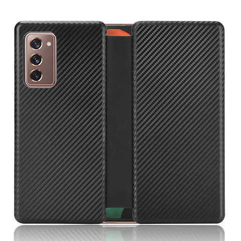 Funda de Cuero Cartera con Soporte Carcasa L02Z para Samsung Galaxy Z Fold2 5G Negro