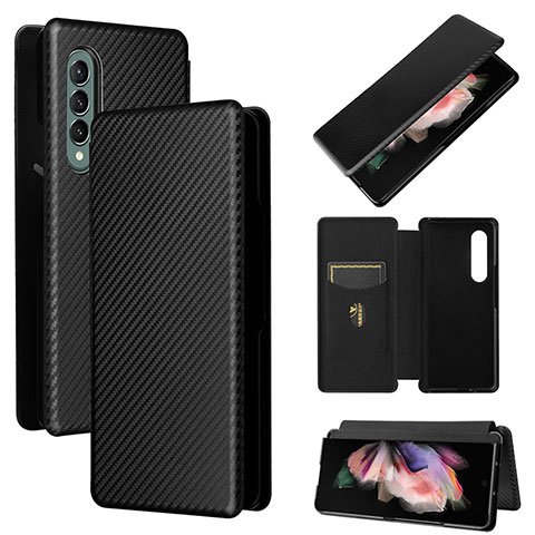 Funda de Cuero Cartera con Soporte Carcasa L02Z para Samsung Galaxy Z Fold3 5G Negro