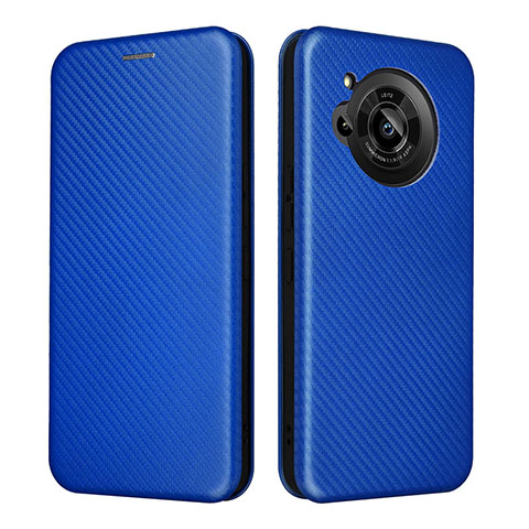 Funda de Cuero Cartera con Soporte Carcasa L02Z para Sharp Aquos R7 Azul