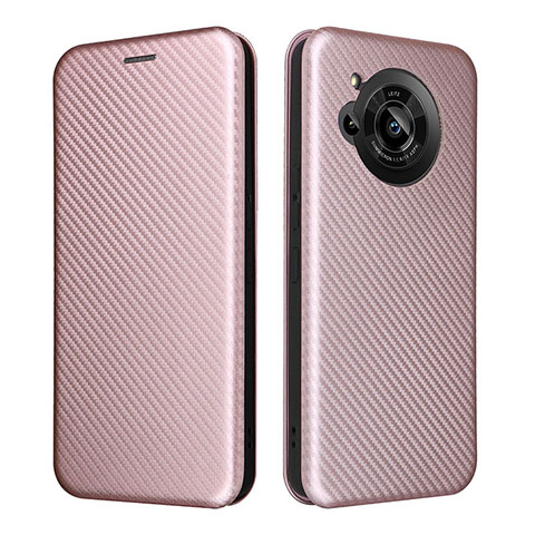 Funda de Cuero Cartera con Soporte Carcasa L02Z para Sharp Aquos R7 Oro Rosa