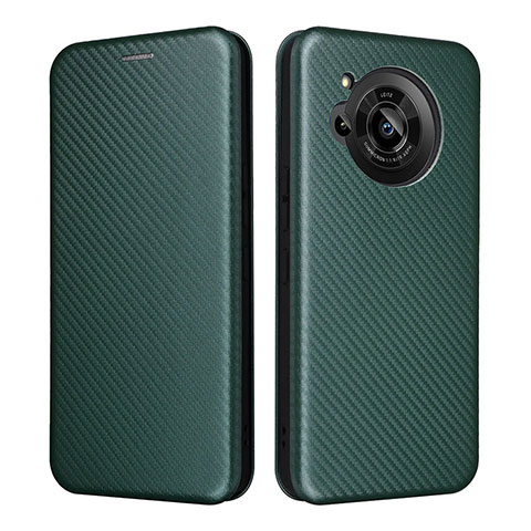 Funda de Cuero Cartera con Soporte Carcasa L02Z para Sharp Aquos R7 Verde