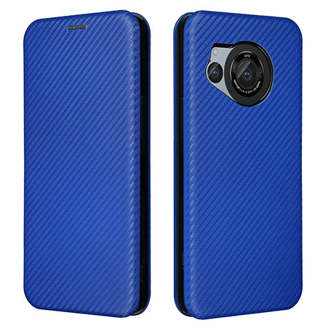 Funda de Cuero Cartera con Soporte Carcasa L02Z para Sharp Aquos R8 Azul