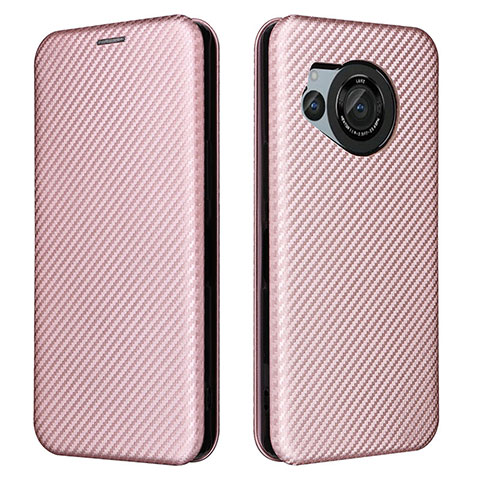 Funda de Cuero Cartera con Soporte Carcasa L02Z para Sharp Aquos R8s Oro Rosa