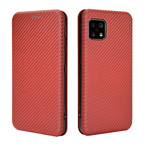 Funda de Cuero Cartera con Soporte Carcasa L02Z para Sharp Aquos Sense4 Basic Marron