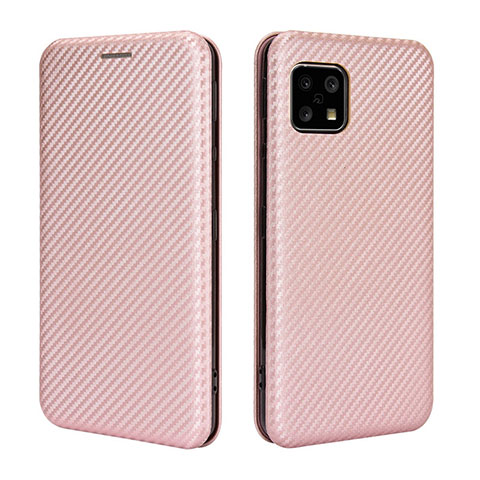 Funda de Cuero Cartera con Soporte Carcasa L02Z para Sharp Aquos Sense4 Basic Oro Rosa