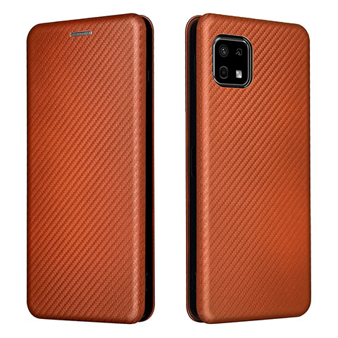 Funda de Cuero Cartera con Soporte Carcasa L02Z para Sharp Aquos Sense6 Marron