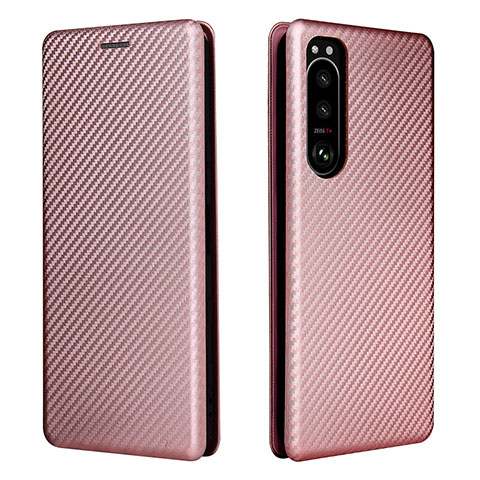 Funda de Cuero Cartera con Soporte Carcasa L02Z para Sony Xperia 5 III Oro Rosa