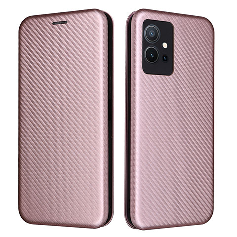 Funda de Cuero Cartera con Soporte Carcasa L02Z para Vivo iQOO Z6 5G Oro Rosa