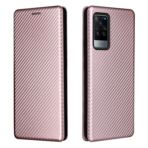 Funda de Cuero Cartera con Soporte Carcasa L02Z para Vivo X60 Pro 5G Oro Rosa