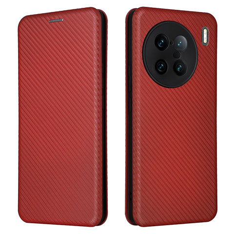 Funda de Cuero Cartera con Soporte Carcasa L02Z para Vivo X90 Pro+ Plus 5G Marron